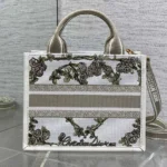 Dior Women Small Dior Book Tote Multicolor Amour de Roses Embroidery and Latte Calfskin