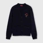 Gucci Men Knit Wool Cardigan with Embroidery 853131XKFC7