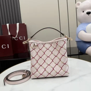 Gucci Women GG Emblem Small Bucket Bag-Pink ‎815118FAFF1