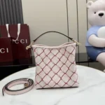 Gucci Women GG Emblem Small Bucket Bag-Pink ‎815118FAFF1