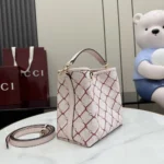 Gucci Women GG Emblem Small Bucket Bag-Pink ‎815118FAFF1