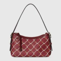 Gucci Women GG Emblem Small Shoulder Bag-Red ‎847450FAFF1