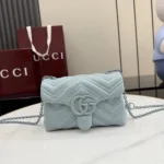 Gucci Women GG Marmont Mini Shoulder Bag-Blue 856368AAFS1