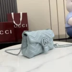Gucci Women GG Marmont Mini Shoulder Bag-Blue 856368AAFS1