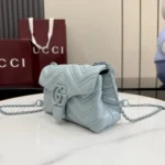 Gucci Women GG Marmont Mini Shoulder Bag-Blue 856368AAFS1