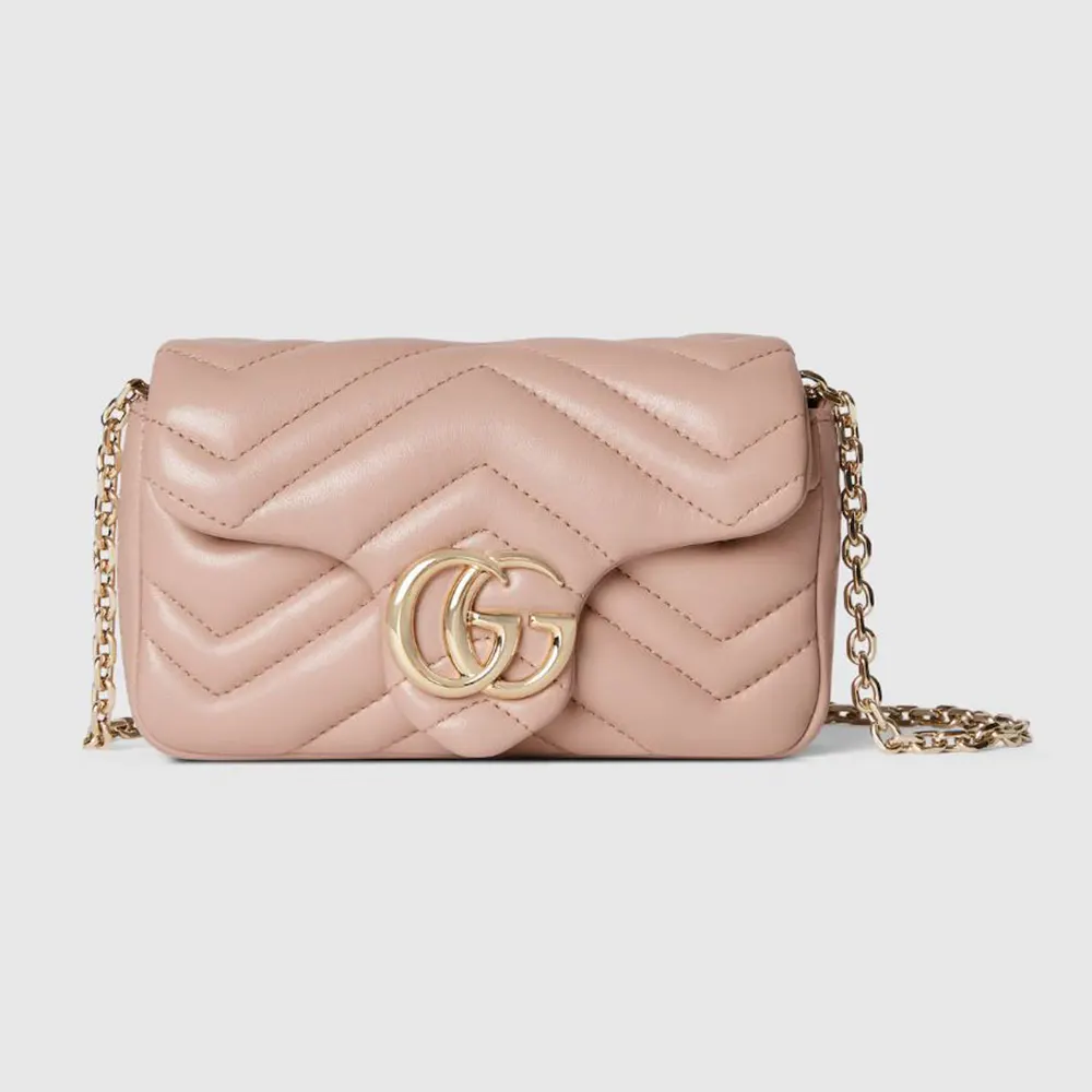 Gucci Women GG Marmont Mini Shoulder Bag-Pink 841290AAFAX (1) Gucci Women GG Marmont Mini Shoulder Bag-Pink 841290AAFAX
