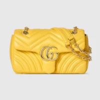 Gucci Women GG Marmont Small Shoulder Bag-Yellow 837280AAGII