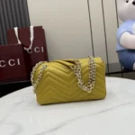 Gucci Women GG Marmont Small Shoulder Bag-Yellow 837280AAGII