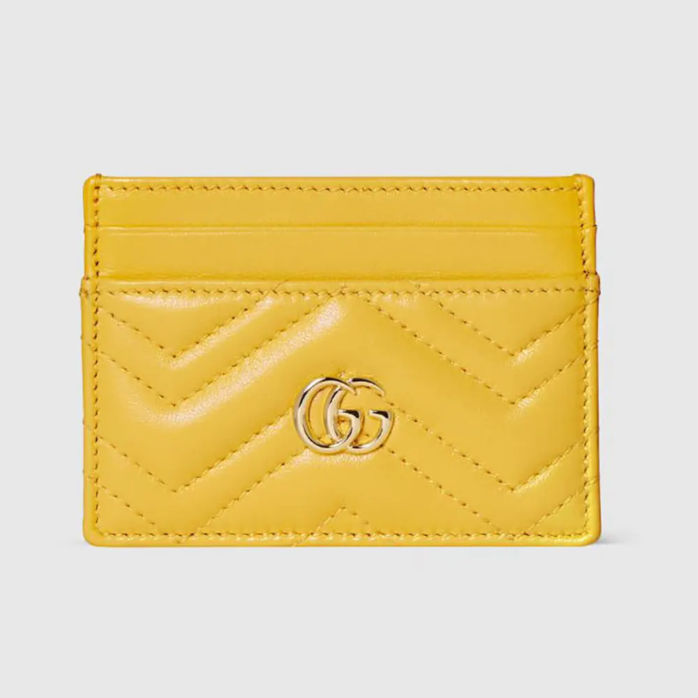 Gucci Women GG Marmont card case-Yellow 443127AAGJE (1) Gucci Women GG Marmont card case-Yellow 443127AAGJE