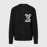 Louis Vuitton LV Men Chunky Intarsia Signature Cardigan-Black 1AJBXP
