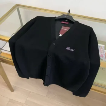 Louis Vuitton LV Men Script Logo Cardigan in Black