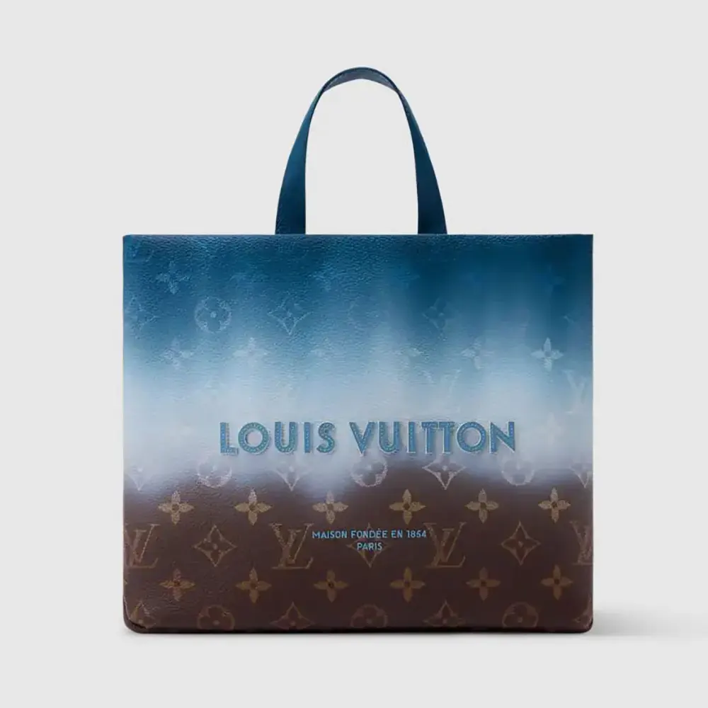 Louis Vuitton LV Women Mini Shopper Tote-Blue M28027 (1) Louis Vuitton LV Women Mini Shopper Tote-Blue M28027