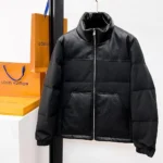 Louis Vuitton LV Women Monogram Leather Puffer Jacket-Black