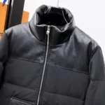 Louis Vuitton LV Women Monogram Leather Puffer Jacket-Black