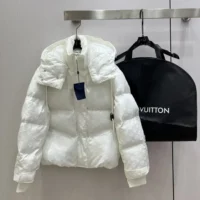 Louis Vuitton LV Women Monogram Puffer Jacket in Lightweight Nylon-White