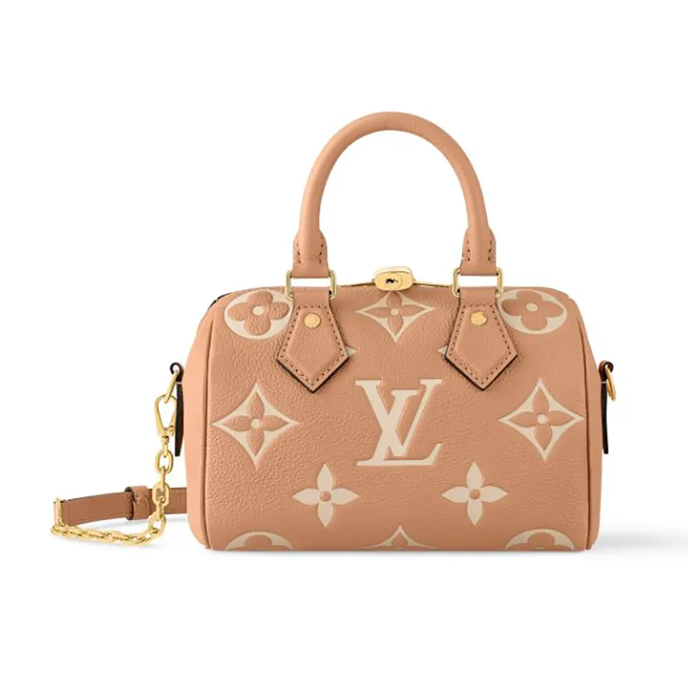 Louis Vuitton Women LV Speedy Bandouliere 20 Brown Monogram Empreinte Embossed Cowhide (1) Louis Vuitton Women LV Speedy Bandouliere 20 Brown Monogram Empreinte Embossed Cowhide