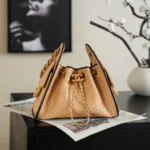 Chanel Women 25 Mini Handbag Braided Raffia Calfskin & Gold-Tone Metal 