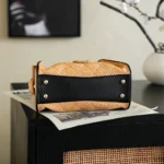 Chanel Women 25 Mini Handbag Braided Raffia Calfskin & Gold-Tone Metal 