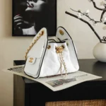 Chanel Women 25 Mini Handbag Braided Raffia Calfskin & Gold-Tone Metal AS5631