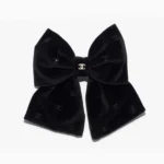 Chanel Women Bow Barrette Velvet Strass-Black AAB662B22961
