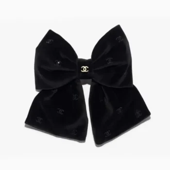 Chanel Women Bow Barrette Velvet Strass-Black AAB662B22961