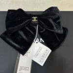 Chanel Women Bow Barrette Velvet Strass-Black AAB662B22961