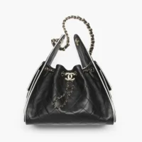 Chanel Women Chanel 25 Small Handbag Calfskin & Gold-Tone Metal-Black