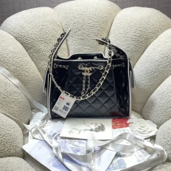 Chanel Women Chanel 25 Small Handbag Calfskin & Gold-Tone Metal-Black