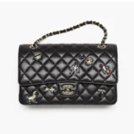Chanel Women Classic 11.12 Handbag Lambskin Enamel Strass Silver-Tone & Gold-Tone Metal