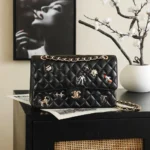 Chanel Women Classic 11.12 Handbag Lambskin Enamel Strass Silver-Tone & Gold-Tone Metal