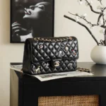 Chanel Women Classic 11.12 Handbag Lambskin Enamel Strass Silver-Tone & Gold-Tone Metal