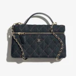 Chanel Women Classic Vanity with Chain Denim Gold Tone Metal-AP4385