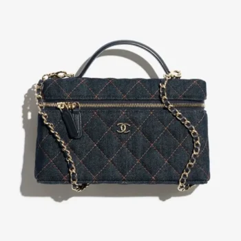 Chanel Women Classic Vanity with Chain Denim Gold Tone Metal-AP4385