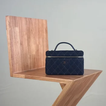 Chanel Women Classic Vanity with Chain Denim Gold Tone Metal-AP4385