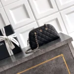 Chanel Women Clutch With Chain Grained Shiny Calfskin & Gold-Tone Metal