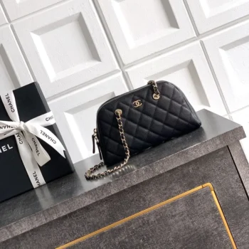 Chanel Women Clutch With Chain Grained Shiny Calfskin & Gold-Tone Metal