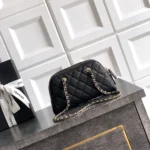 Chanel Women Clutch With Chain Grained Shiny Calfskin & Gold-Tone Metal