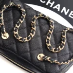 Chanel Women Clutch With Chain Grained Shiny Calfskin & Gold-Tone Metal
