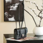 Chanel Women Clutch With Leather Strap Grained Shiny Calfskin & Gold-Tone Metal-Black