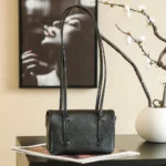 Chanel Women Clutch With Leather Strap Grained Shiny Calfskin & Gold-Tone Metal-Black