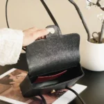 Chanel Women Clutch With Leather Strap Grained Shiny Calfskin & Gold-Tone Metal-Black