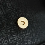 Chanel Women Clutch With Leather Strap Grained Shiny Calfskin & Gold-Tone Metal-Black