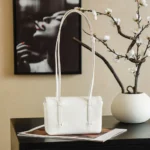 Chanel Women Clutch With Leather Strap Grained Shiny Calfskin & Gold-Tone Metal-White