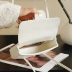 Chanel Women Clutch With Leather Strap Grained Shiny Calfskin & Gold-Tone Metal-White