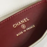 Chanel Women Clutch With Leather Strap Grained Shiny Calfskin & Gold-Tone Metal-White