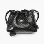 Chanel Women Clutch With Leather Strap Lambskin & Gold-Tone Metal-Black