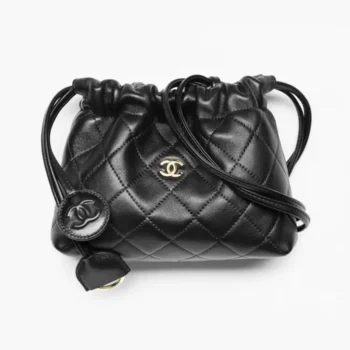 Chanel Women Clutch With Leather Strap Lambskin & Gold-Tone Metal-Black