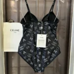 Chanel Women Iconic CC Logo Dark Navy Blue One-Piece Swimsuit