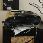 Chanel Women Large Shopping Bag Braided Straw, Lambskin & Gold-Tone Metal-Black