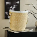 Chanel Women Large Shopping Bag Braided Straw Lambskin & Gold-Tone Metal-White